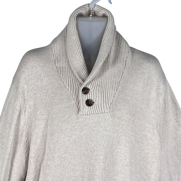 Izod Mens XL Cream Shawl Collar Pullover Sweater Preppy Old Money Minimalist - Picture 3 of 16